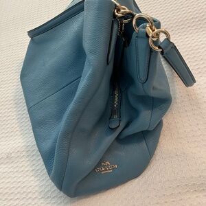 Coach Sky Blue Leather Hobo Bag with Gold Hardware